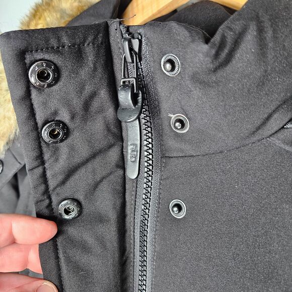 RUD BY RUDSAK Winter Coat Women's Large Black Faux Fur Trim Down Feathers Parka - Picture 10 of 16